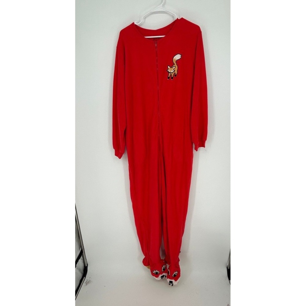 Nick & Nora Red One Piece Fox Footie Footed PJs Pajamas Size XXL Whimsical Cozy